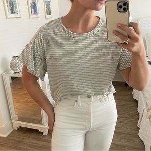 Striped short sleeve cropped t-shirt